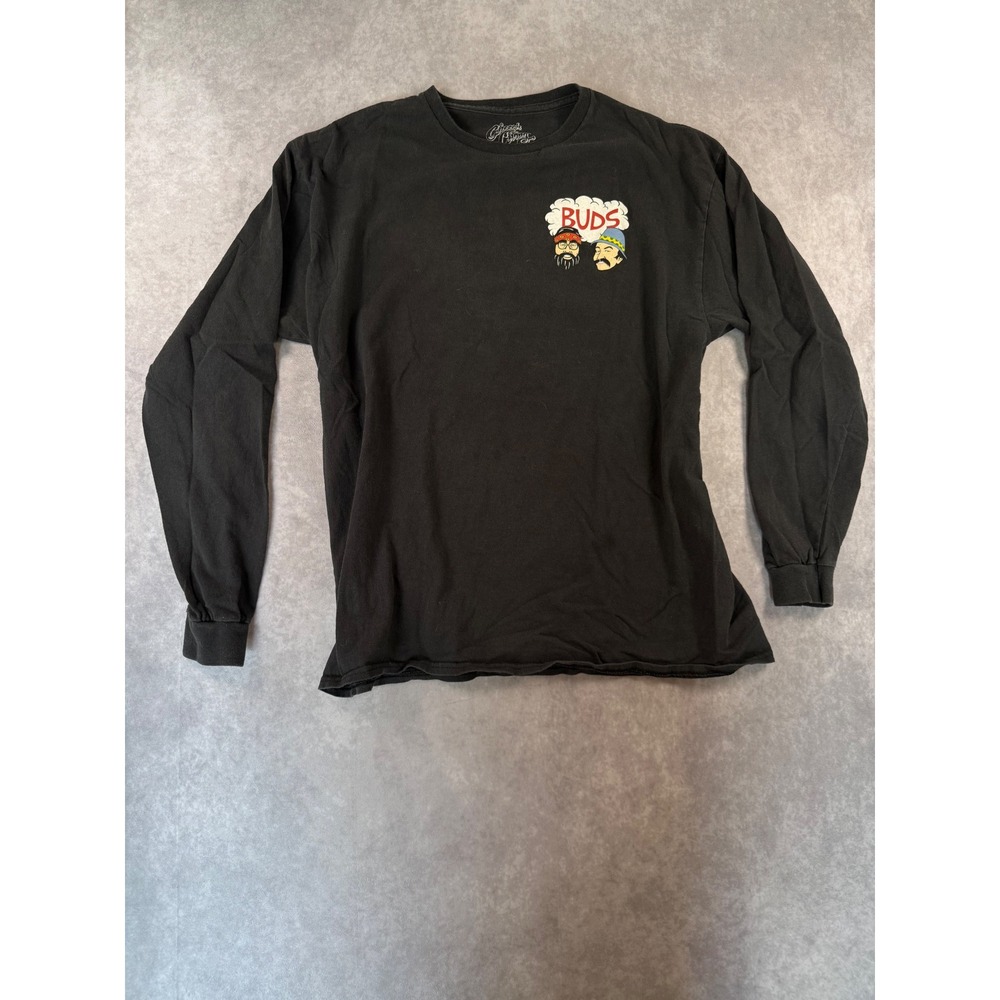 Cheech & Chong Buds Graphic Long Sleeve T-Shirt Mens Large Black Cotton Tee